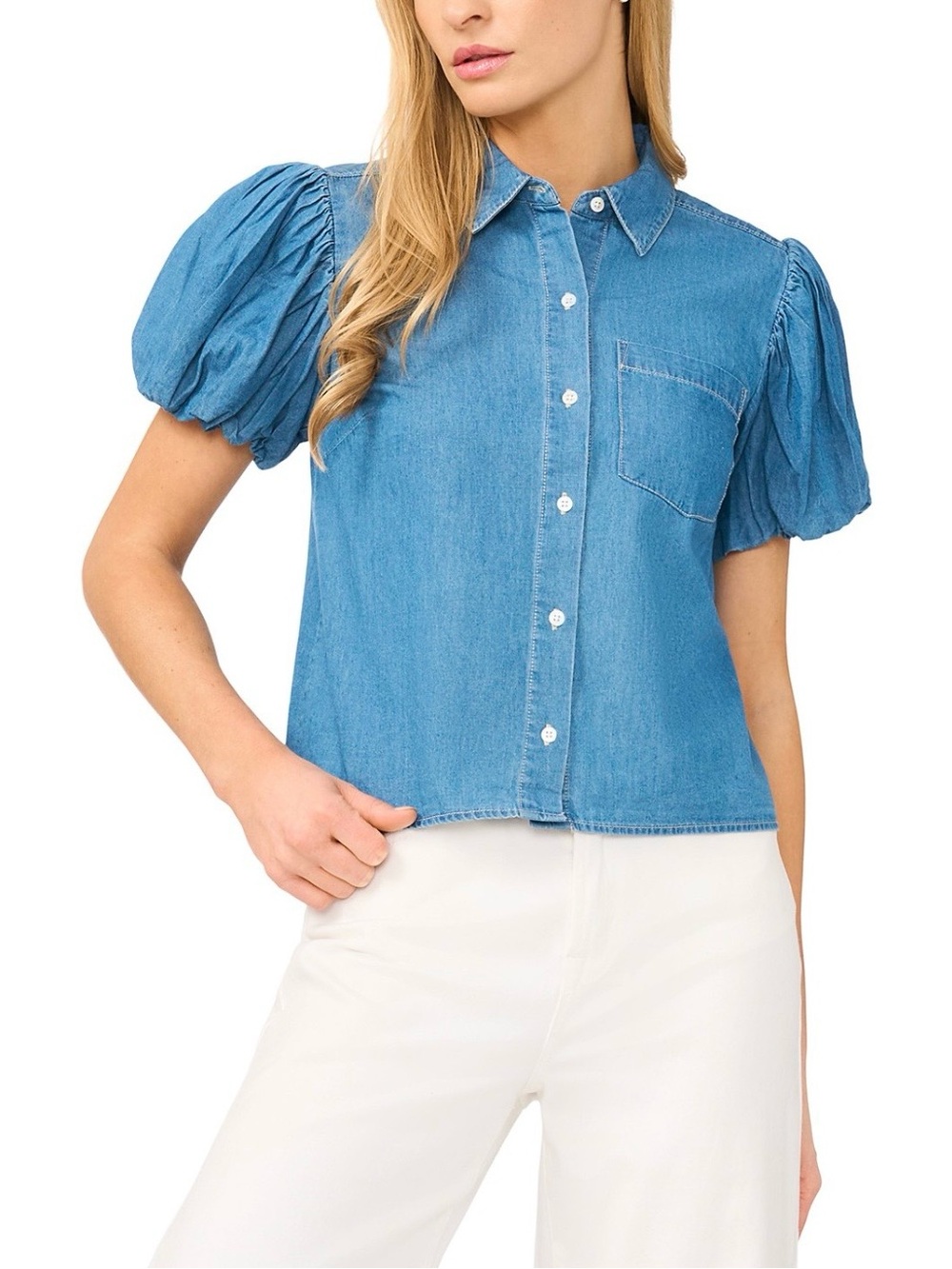 CeCe Light Blue Denim Shirt XS